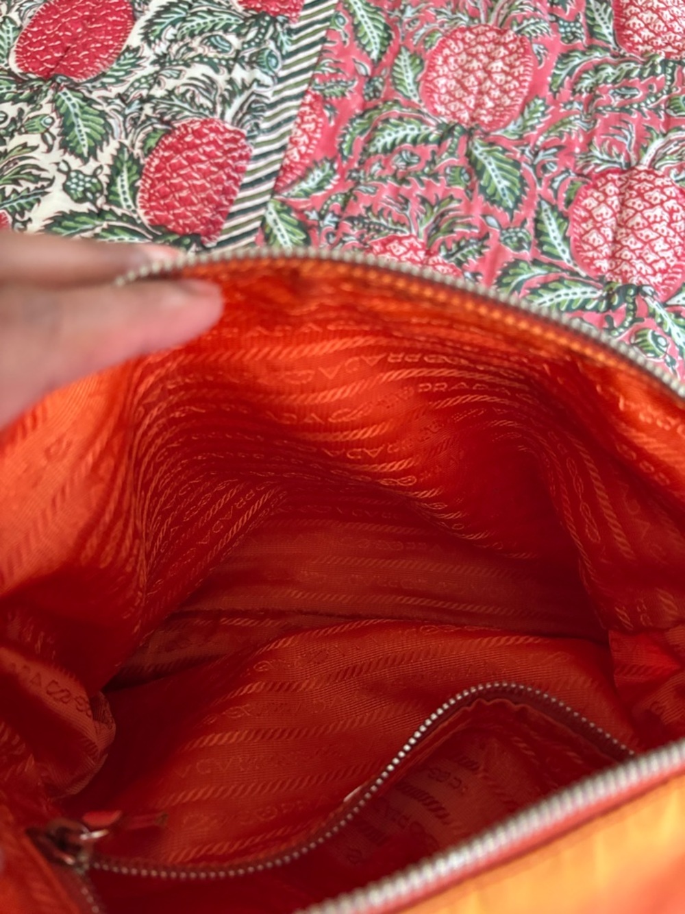 Prada Vibrant Orange Nylon Crossbody with Silver-Tone Logo - Picture 12 of 14